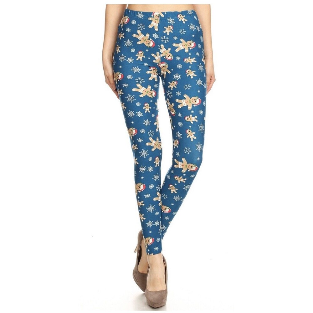 Gingerbread Christmas Womens Buttery Soft Leggings Super Cute - One Size 2-12.